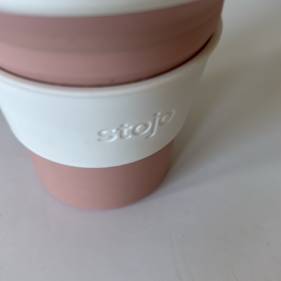 Stojo 12 oz Collapsible Travel Mug – Pink & White – Eco-Friendly Silicone Cup - Picture 3 of 9